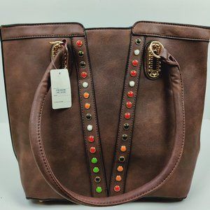 Brown Handbag Tote With Zipper